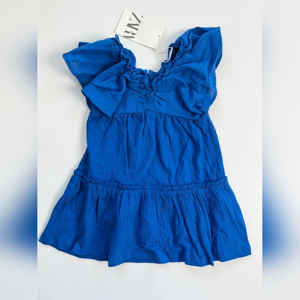 Zara Vibrant Blue‎ Kids Dress with Ruffles